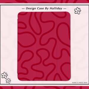 Maze Magenta Line iPad case iPad Cover for iPad 2021 iPad with Pencil Holder for iPad 10/9/8, 10.2，iPad Air 4/5, iPad Pro 11/12.9