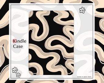 Black And White Psychedelic Ripple Kindle Paperwhite 2021/2022 Case，2018 Kindle Case, All-New Kindle Paperwhite 11th / 10th gen cover