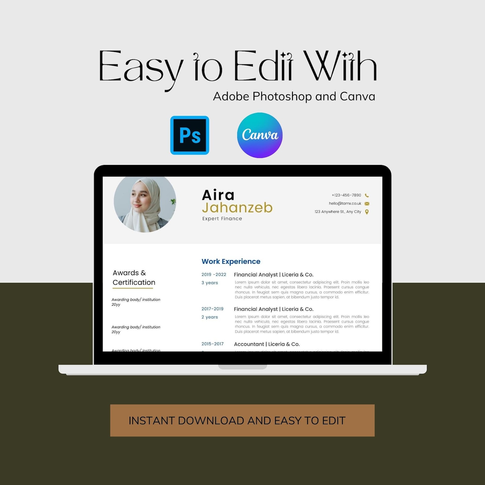 CV TEMPLATE Resume Canva. Professional Resume Template. Minimalist