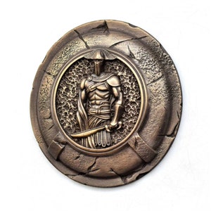 Spartan warrior with falcata sword wall art, Greek shield with spartan wall decor