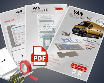 Plantilla de piso de papel MOVANO-L4/exlwb-FWD-Ruedas dobles-Tipo de 2010 a 2021- Revestimiento de piso de madera contrachapada-PD, Opel, Van