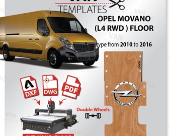 Plantilla de piso MOVANO DXF-L4/exlwb-FWD-Ruedas dobles-Tipo de 2010 a 2021-Revestimiento de piso de madera contrachapada CNc, Opel, Van
