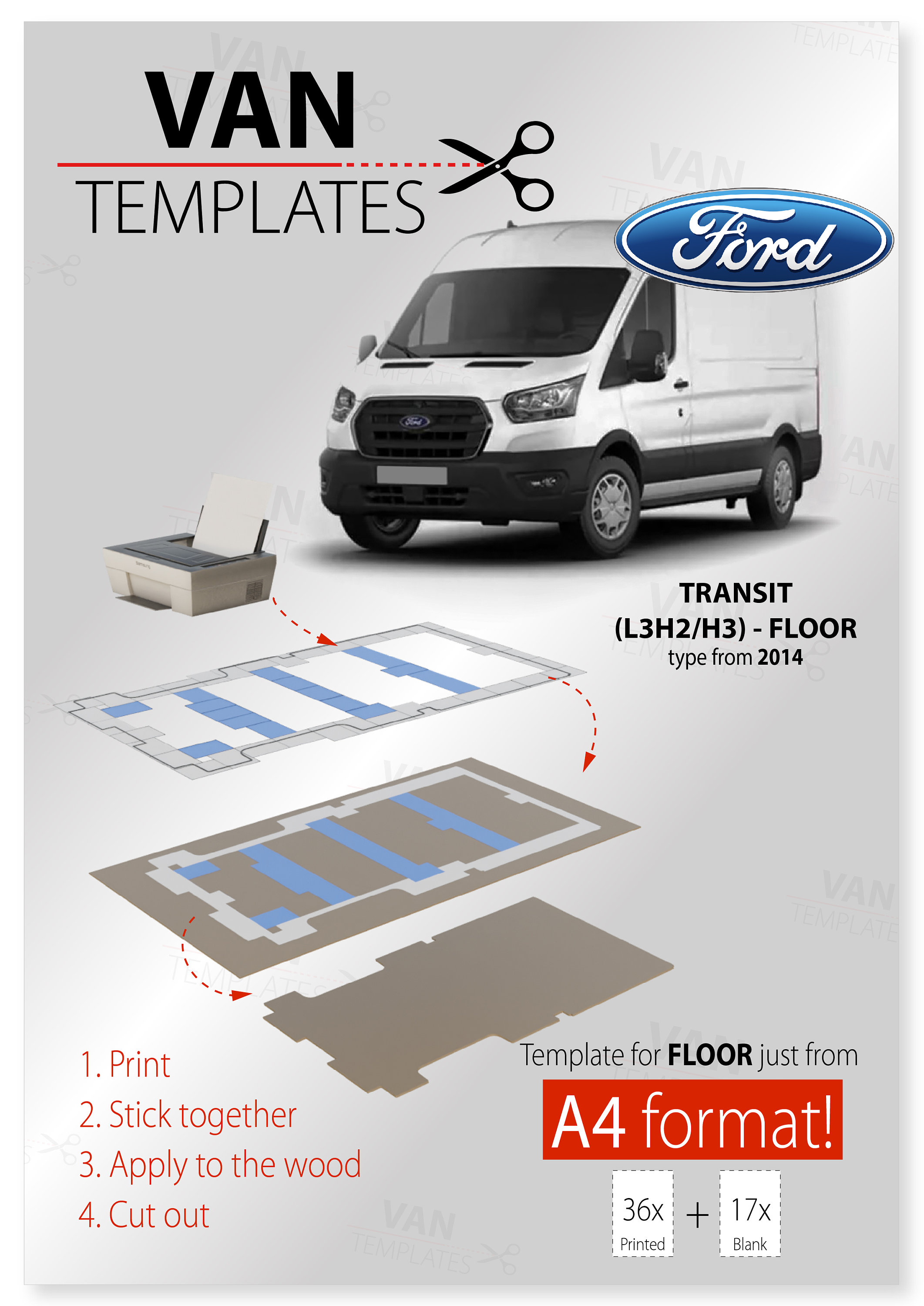 Transit Paper FLOOR Template-l3 / Lwb Year of Manufacture 2014- Ply ...