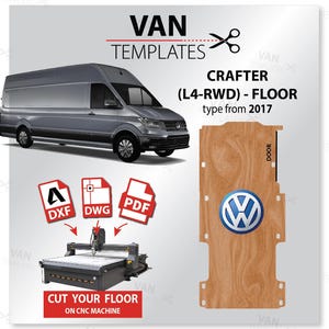 VW CRAFTER DXF フロア テンプレート - L4 / Exlwb-4WD - 2017 年以降タイプ - CNC 用プライ ライニング フロア テンプレート、バン プライウッド