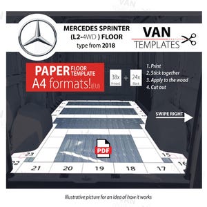 Modello di pavimento in carta SPRINTER-L2 / Mwb-4WD-tipo dal 2018 - Rivestimento in compensato, modello Pdf, Mercedes, compensato per furgoni