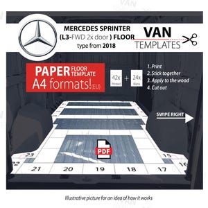 SPRINTER paper FLOOR Template-L3 / lwb-FWD-type from 2018- Double door,Ply Lining Floor-PDf, Mercedes