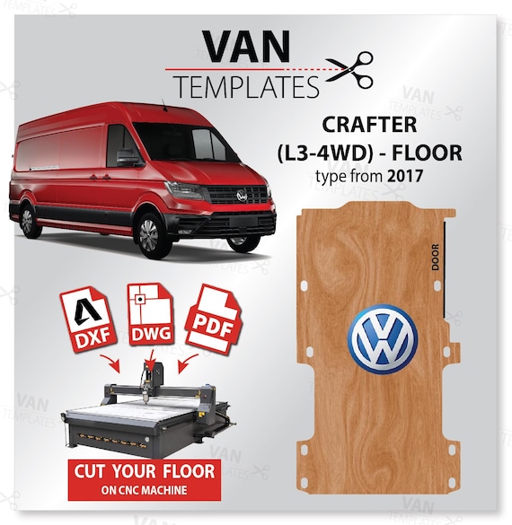 VW CRAFTER DXF Floor Template-L3/ lwb-4WD-Type from 2017- Ply Lining  Floor-Template for Cnc, Van Plywood