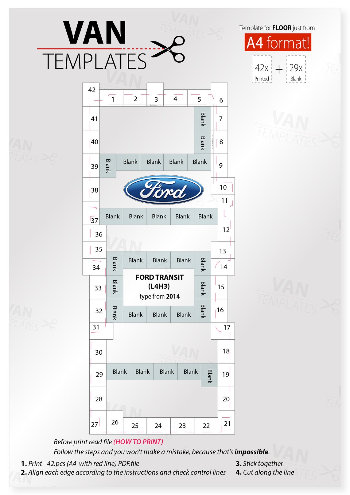 Transit Paper FLOOR Template- L4 / Exlwb Year of Manufacture 2014- Ply ...