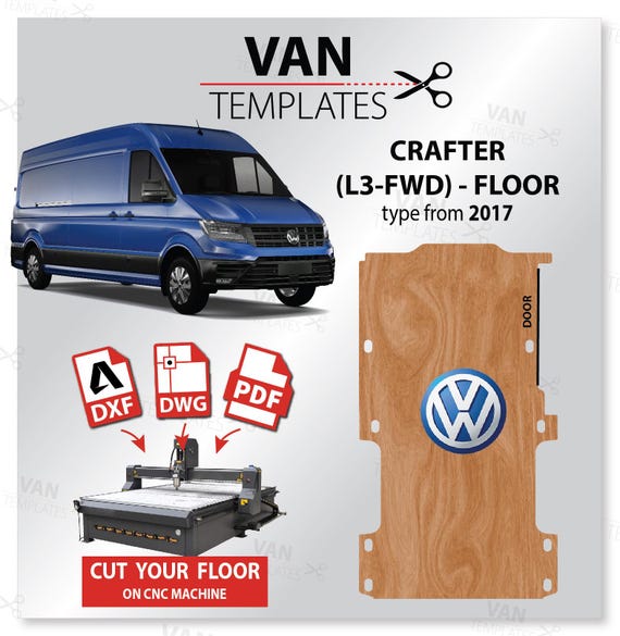 VW CRAFTER DXf Floor Template-L3 LWb -FWD-Type from 2017- Ply Lining  Template for Cnc, Van Plywood