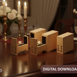 Laser Cut Ring Box File - SVG, Dxf, Pdf for Glowforge | DIY Single Ring Holder | Digital Download for Cricut, Laser Cutting | CDR, Ai, Dwg