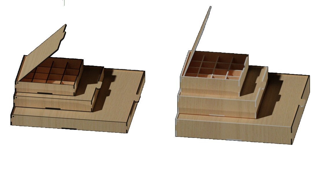 Laser Cut Files Storage Box Boxes With Flip Lid and 16 Compartment 6 ...