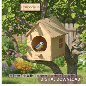 Laser Cut Birdhouse File | Vector Plans (SVG, PDF, DXF) image 1