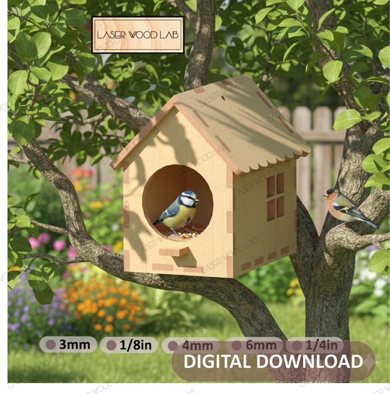 Laser Cut Birdhouse File | Vector Plans (SVG, PDF, DXF) image 1