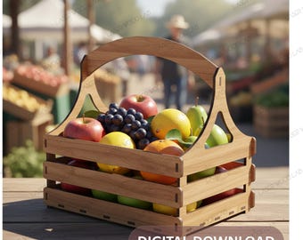 Decorative Basket Laser-cut Files| Floral and Fruit Display | Digital Download for DIY Home Decor