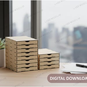 Laser Cut Aufbewahrungsboxen - 4 & 8 Schubladen Designs (Digitaler Download)