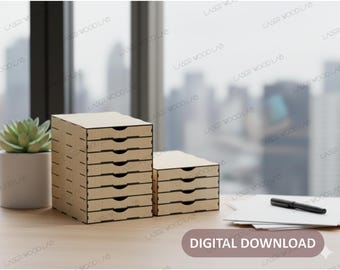 Laser Cut Storage Box File – 4 & 8 Drawer Designs (Digital Download)