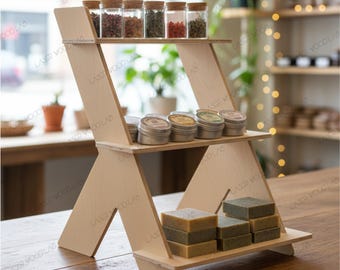 3 Tiered Display Stand Laser Cut File | Craft Booth Pattern (Ai, SVG, EPS)