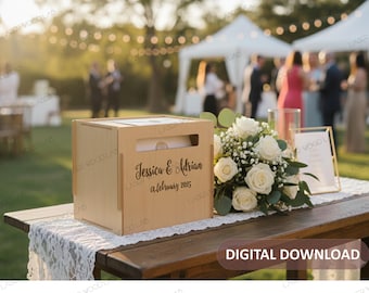 Wedding Mail Box Laser Cut File | DIY Card Box (svg, dxf, pdf) (Digital Download)