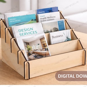 Thekendisplay mit 4 Schächten | Digitale Datei - 6 mm Materialien | Ai SVG EPS Cdr Dxf Pdf| Laser CNC- Handwerkstand, Marktstand