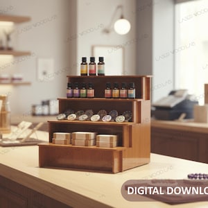 4-Shelf Display Stand Laser Cut Files - 3 Sizes | Digital Download for Craft Fairs & Retail | SVG, DXF, AI Files