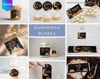 Ramadan Kareem Labels and Tags Bundle - Gold Black Ramadan Gifting Bundle - Ramadan Open House Decoration - Labels, Stickers, Tags