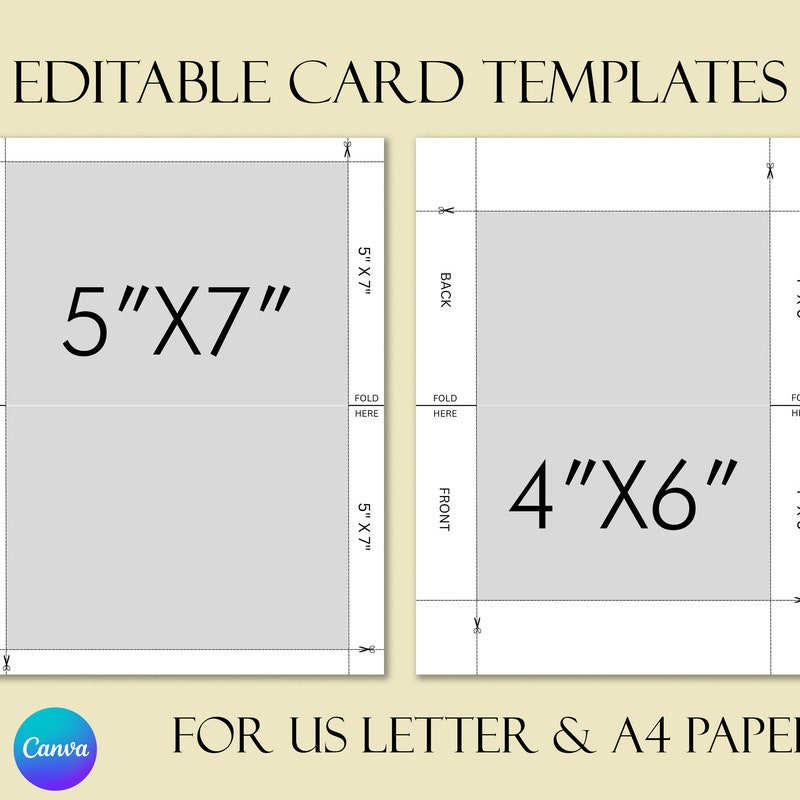 5x7 Card Template Word - Etsy