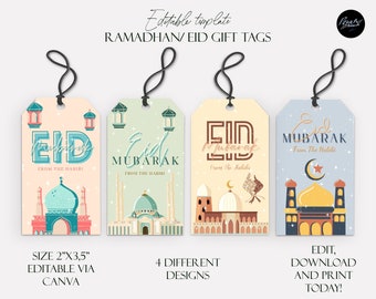 Eid Mubarak Tags, Eid Gift Tags, Modern Aesthetic Eid Mubarak Tags, Instant Download Printable, Modern Eid Mubarak Tags, Eid Hang Tag