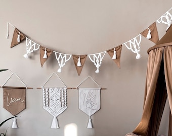 Decorazione da parete in macramè boho per cameretta dei bambini Ghirlanda di nappe sopra il letto per la camera dei ragazzi Il genere rivela l'arredamento afro boho