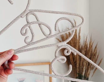 Macrame personalized hangers for montessori clothing rack. Baby dress hanger. Decorative clothes hanger
