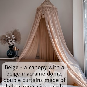 Canopy bed boho curtains. Girl nursery canopy. Macrame twin bed canopy moroccan decor. Crib canopy or house bed canopy Beige