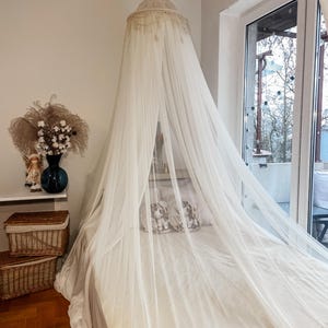 Canopy bed boho curtains. Girl nursery canopy. Macrame twin bed canopy moroccan decor. Crib canopy or house bed canopy image 10