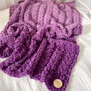 Manta de bebê feita à mão em malha de chenille: manta de pelúcia com estampa ombré