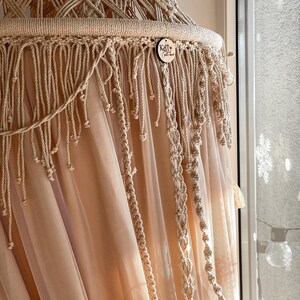 Canopy bed boho curtains. Girl nursery canopy. Macrame twin bed canopy moroccan decor. Crib canopy or house bed canopy image 11