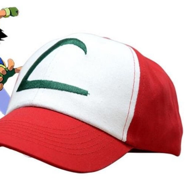 Casquette Pokémon Ash Ketchum Trainer - "Attrapez-les tous avec style avec notre casquette Pokémon rouge"