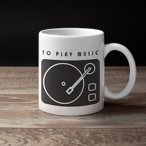 Music Turntables Mug | Gift for Music Lovers | Vinyl Records Fan | Coffee Mug for Record Fans