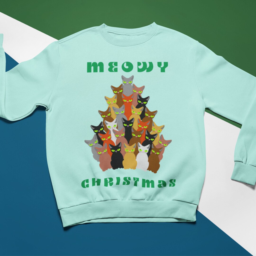 Cat Christmas Jumper Christmas Sweatshirt for Cat Lovers Etsy