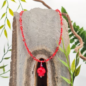 Necklace with glass beads, unique piece, handmade, beautiful, pendant, jewelry, eye-catching, colorful, natural, elves, fairies, fairytale