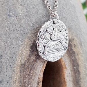 Leo Zodiac, Pendant, Fine Silver, Unique Piece, Handmade, Silver Jewelry, Star, Universe, Galaxy, Orbit, Sky, Witch, Night