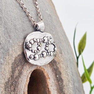 Zodiac sign Cancer, pendant made of fine silver, unique piece, handmade, silver jewelry, stars, universe, galaxy, orbit, sky, symbol