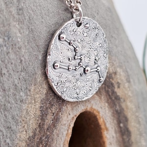 Taurus Zodiac, Pendant, Fine Silver, Unique Piece, Handmade, Silver Jewelry, Stars, Universe, Galaxy, Orbit, Sky, Witch, Night
