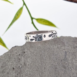 Fine Silver Ring, Handmade, Unique Piece, Silver, Floral, Plant, Boho, Designer Jewelry, Engagement, Marriage, Wedding, Birthday, Gift