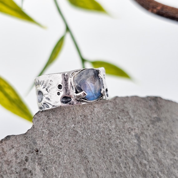 Moonstone Ring Made of Silver, Handmade in Switzerland, Unique