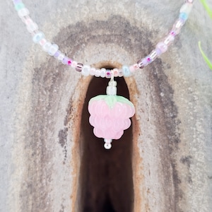 Necklace with glass beads, unique piece, handmade, beautiful, pendant, jewelry, eye-catching, colorful, natural, elves, fairies, fairytale