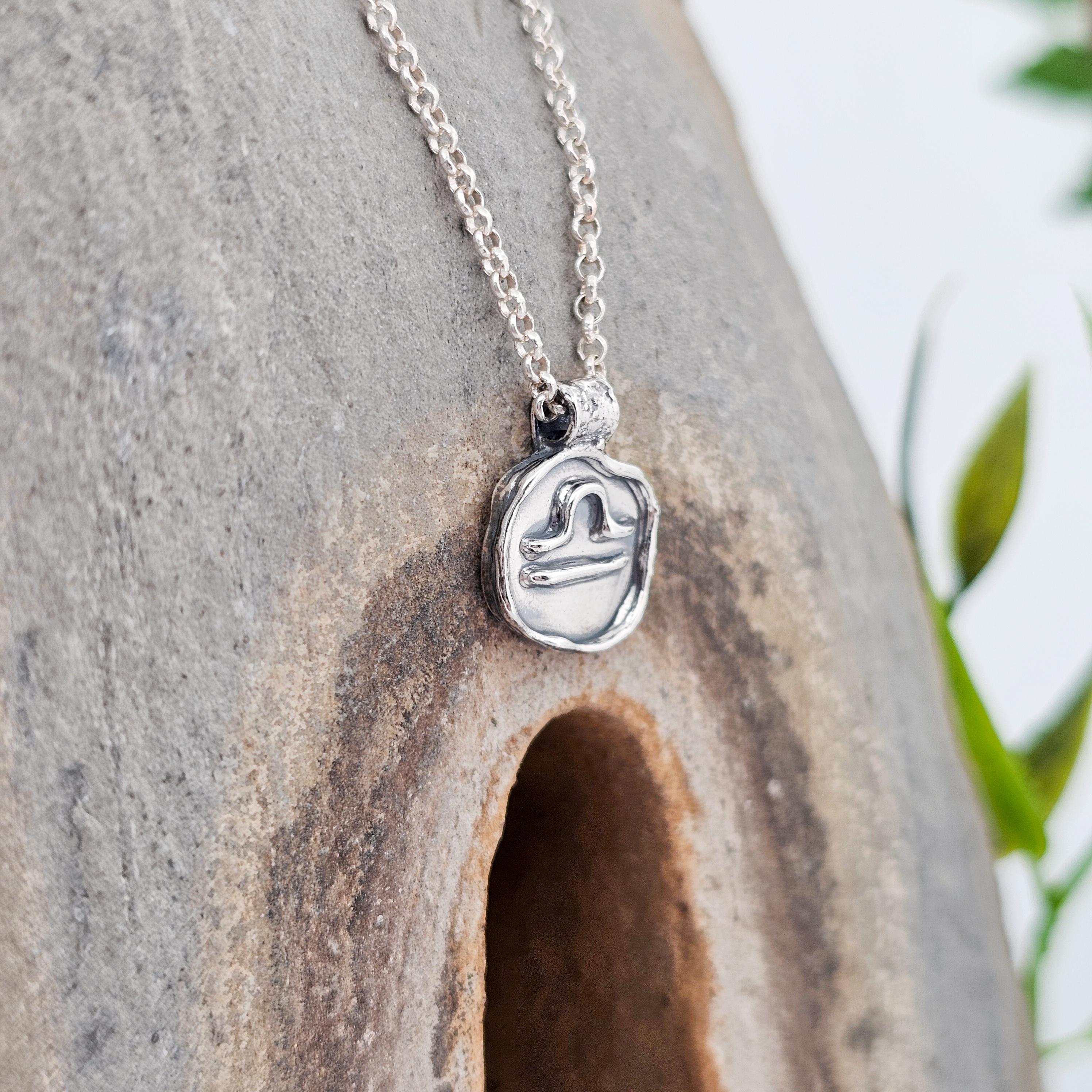 Libra Zodiac Sign, Pendant Made of Fine Silver, Handmade in
