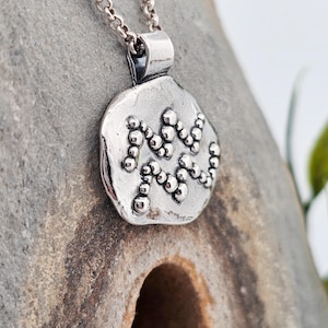 Zodiac sign Aquarius, pendant made of fine silver, unique piece, handmade, silver jewelry, stars, universe, galaxy, orbit, sky, symbol