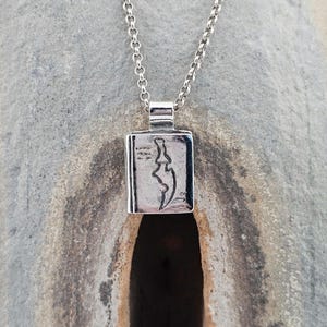 Unique piece, book pendant, sterling silver, handmade, novel, fairy tale, story, fantasy, library, bookstore, reading, author, love