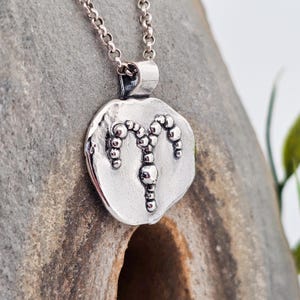 Zodiac sign Aries, pendant made of fine silver, unique piece, handmade, silver jewelry, stars, universe, galaxy, orbit, sky, symbol