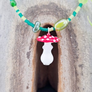Necklace with glass beads, unique piece, handmade, beautiful, pendant, jewelry, eye-catching, colorful, natural, elves, fairies, fairytale