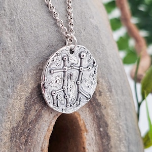 Gemini Zodiac, Pendant, Fine Silver, Unique Piece, Handmade, Silver Jewelry, Star, Universe, Galaxy, Orbit, Sky, Witch, Night