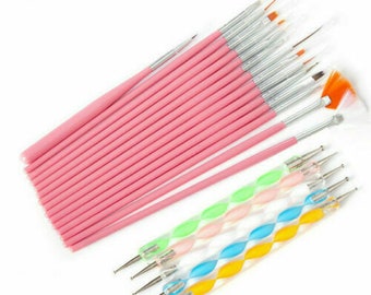 20PCS UV Gel Nail Art Design Set Dotting Painting Drawing Polish Brush Pen Tools